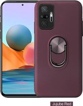Voor Xiaomi Redmi Note 10 Pro / Note 10 Pro Max 360 roterende multifunctionele stent PC + TPU-hoes met magnetische onzichtbare houder (Jujube Red)