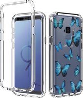 Voor Samsung Galaxy S9 2 in 1 hoog transparant geverfd schokbestendig PC + TPU beschermhoes (blauwe vlinder)