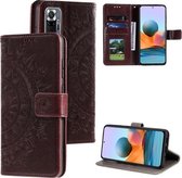 Voor Xiaomi Redmi Note 10 Pro Max Totem Bloem Reliëf Horizontale Flip TPU + PU Lederen Case met Houder & Kaartsleuven & Portemonnee (Bruin)