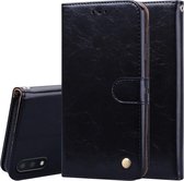 Voor Samsung Galaxy M01 zakelijke stijl olie wax textuur horizontale flip lederen tas met houder & kaartsleuven & portemonnee (zwart)