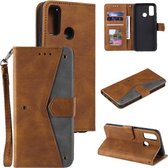 Voor Xiaomi Redmi 9C Stiksels Kalf Textuur Horizontale Flip Lederen Case met Houder & Kaartsleuven & Portemonnee (Bruin)