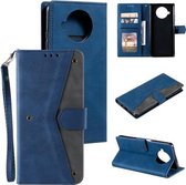 Voor Xiaomi Mi 10T Lite 5G Stiksels Kalf Textuur Horizontale Flip Lederen Case met Houder & Kaartsleuven & Portemonnee (Blauw)