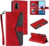 Voor Xiaomi Redmi Note 10 4G Stiksels Kalf Textuur Horizontale Flip Lederen Case met Houder & Kaartsleuven & Portemonnee (Rood)