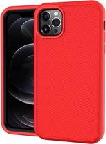 Effen kleur pc + siliconen schokbestendig skid-proof stofdicht hoesje voor iPhone 12 Pro Max (rood)