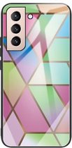 Voor Samsung Galaxy S21 + 5G Abstract Marble Pattern Glass beschermhoes (Rhombus Gradient)