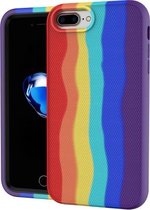 Voor iPhone SE 2020/8/7 Rainbow Silicone + PC Schokbestendig Skid-proof stofdicht hoesje (Rainbow Red)