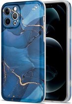 Geglazuurd marmerpatroon TPU schokbestendig beschermhoesje voor iPhone 12 Pro Max (blauw)