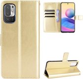 Voor Xiaomi Redmi Note 10 5G Crazy Horse Texture Horizontale Flip Leren Case met Houder & Kaartsleuven & Lanyard (Goud)