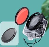 RUIGPRO voor GoPro HERO8 Professional 58 mm kleur duikbehuizing lensfilter + duikbehuizing waterdichte behuizing met filteradapterring en lensdop (rood)