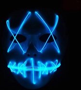 Halloween Terror Ghost Cosplay-masker LED-lichtgevend flitsmasker (ijsblauw licht)