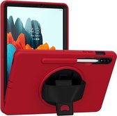 360 graden rotatie PC + TPU beschermhoes met houder & polsband & pen gleuf voor Samsung Galaxy Tab S7 11 inch T870 / T875 (rood)