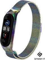 Milanees Smartwatch bandje - Geschikt voor Xiaomi Mi Band 6 Milanese band - regenboog - Strap-it Horlogeband / Polsband / Armband