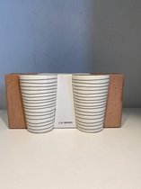 Dutch rose beker XL zwarte streep - set van 2