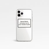 iPhone 12 hoesje - iPhone 12 Pro hoesje - iPhone 12 case - iPhone 12 Pro case - Siliconen hoesje - Transparant - Case met Tekst - Social Media seriously harms your mental health