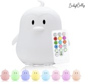 Babybelly Pinguin LED nachtlampje | Nachtlampje kinderen | Babykamer nachtlampje| Nachtlampje | Oplaadbare accu | Babykamer accessoires | 8 verschillende kleuren |