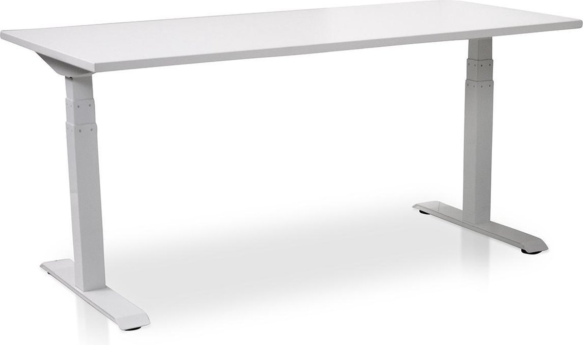 Zit-sta bureau elektrisch verstelbaar - MRC PRO NEN-EN 527 | 140 x 80 cm | frame wit - blad wit - met kabelmanagement | memory functie met USB | 150kg draagvermogen