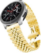 Smartwatch bandje - Geschikt voor Samsung Galaxy Watch 3 45mm, Gear S3, Huawei Watch GT 2 46mm, Garmin Vivoactive 4, 22mm horlogebandje - RVS metaal - Fungus - Vijf Schakel - Goud