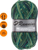 New Running groen (320) - gemêleerd dunne sokkenwol - scheerwol en polyamide - pendikte 2,5 a 3mm - 1 bol van 100 gram