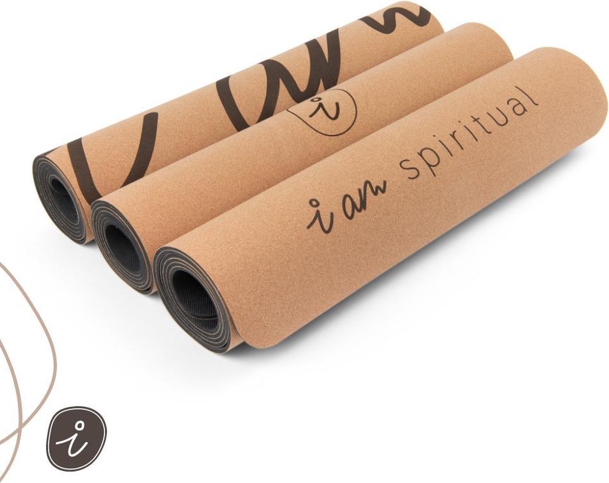 I AM Spiritual Yoga Mat Kurk - 4mm Extra Dik Antislip thumbnail 2