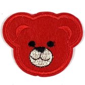 Beer Beren Teddy Strijk Embleem Patch Rood 5.6 cm / 4.6 cm / Rood