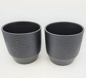 2x Bloempot Pisa Antraciet grijs 14cms hoog Ø 13cms (set van 2 stuks incl verzending)