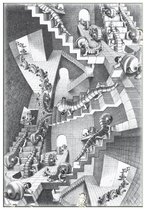 Notitieboek A6 formaat - Zachte kaft - Luxe notitieboek - House of Stairs - M.C. Escher - Thuiswerkplek - Thuiskantoor - Kunst - Grafische Kunst
