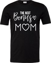 Dames T-shirt-the best bonus mom-zwart-wit-Maat Xxl