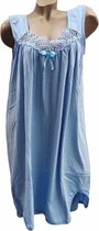 Dames katoenen nachthemd met kant mouwloos M/L 38-42 blauw