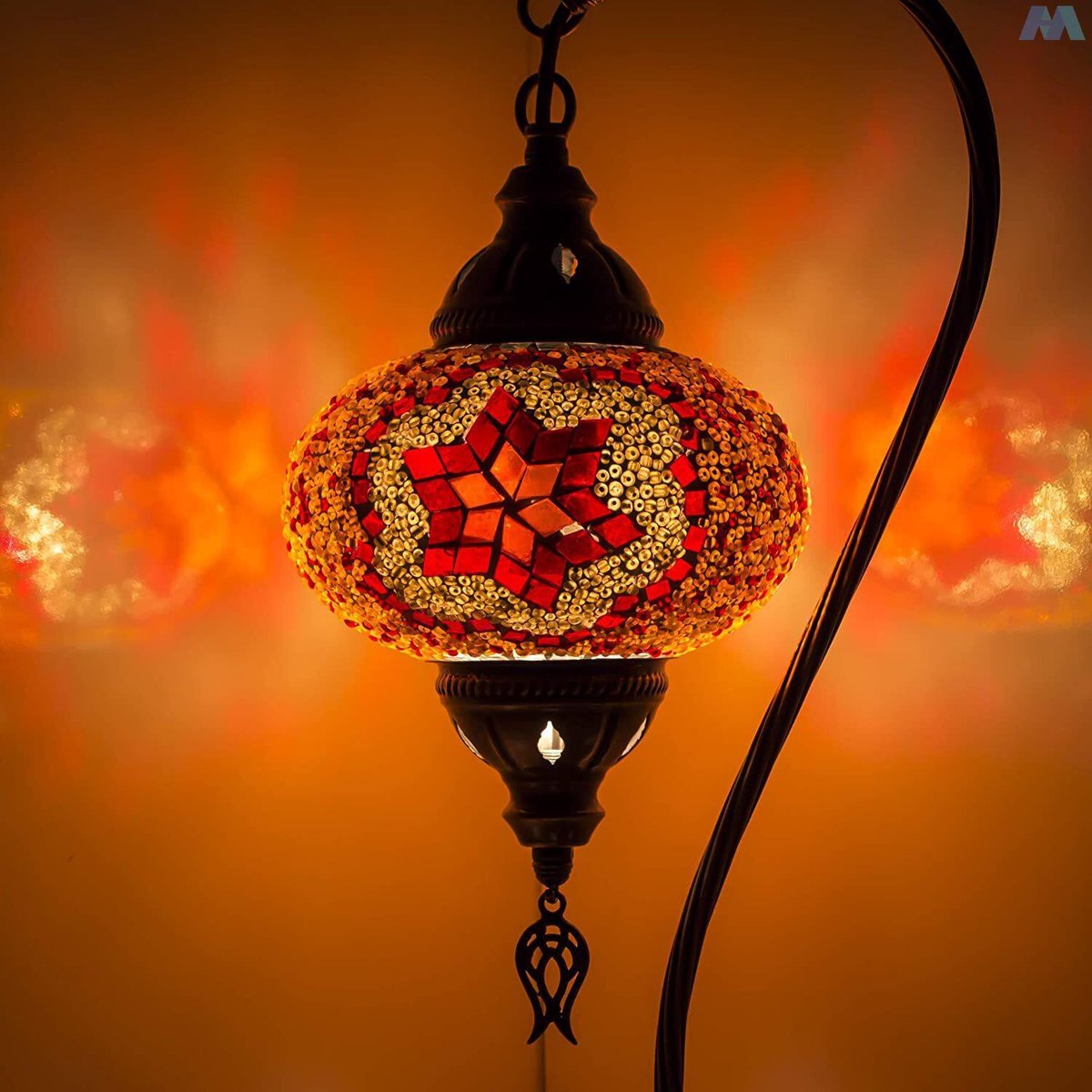 Lampe De Table Turque En Mosaïque De Verre Multicolore – Faite Main, Vintage