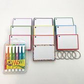 Leitner Flashcards - Colour Pack 500 A7 Flashcards met Stabilo Swing Cool neon etui - 10 pakjes A7 flashcards in 10 kleuren - Perforatie en 5 klikringen - 100% FSC Karton & 100% Gemaakt in NL