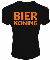 Zwart heren EK 2021 t-shirt met oranje opdruk "BIERKONING" - S