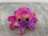 Mood Knuffel 2x roze en blauwe - mood knuffel met glitters - Octopus mood knuffel - Octopus sleutelhanger - Verwisselbaar emotie