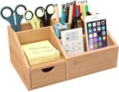 bureau organisator pennenbak - ZINAPS Bamboo Desk Organizer Storage Box Organisator Pen Box pennenhouder Desk Organizer 25 x 15 x 11 cm