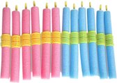 Krulspelden rollers | Krulset | Haar rollers voor krullen | Krullen maken | Krulspelden | Haarrollers | Krulset rollers | 12 stuks | Roze/Blauw | Able & Borret