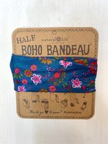 Half Boho Bandeau haarband, Natural Life, blauw mandala