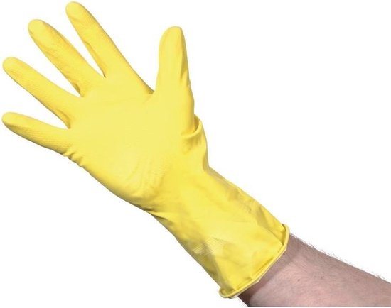 Jantex huishoudhandschoenen / handschoenen (links & rechts) - Geel / Gele - Maat S - Natuurlijk Latex