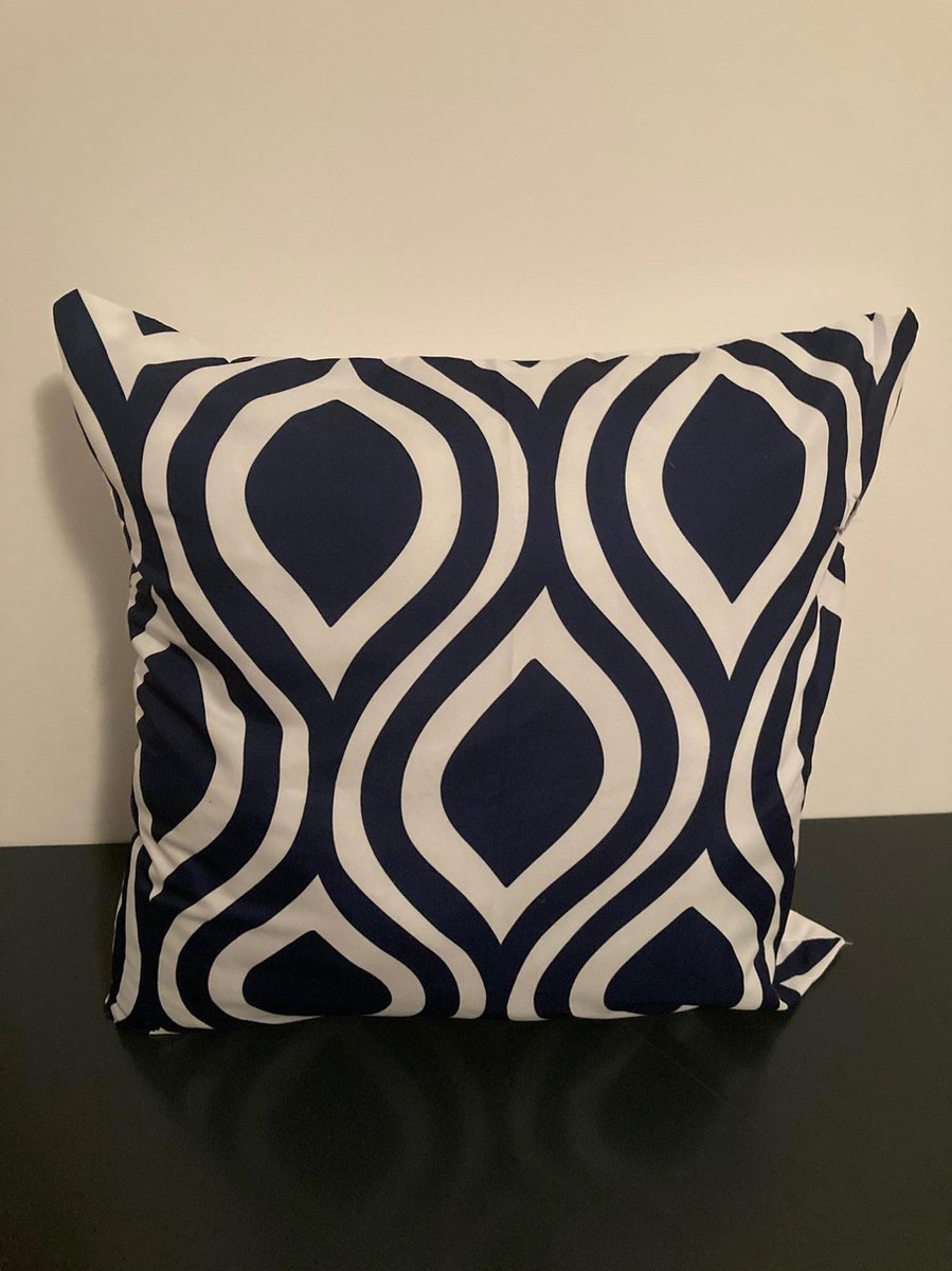 Kussenhoes Dark Blue-White - Donkerblauw-Wit - Sierkussen - 45x45 cm