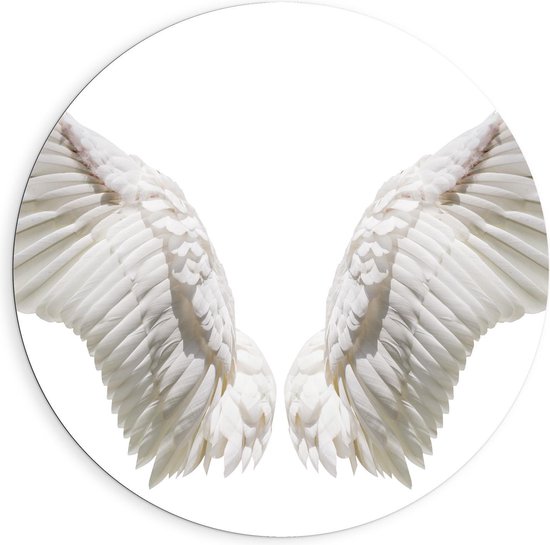 Dibond Wandcirkel - Witte Engel Vleugels - Foto op Aluminium Wandcirkel (met ophangsysteem)