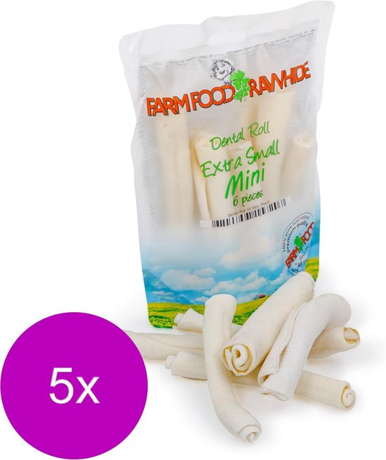 Farm Food Rawhide Dental Roll Xs Mini Hondensnacks 5 x Rund 13 cm 6