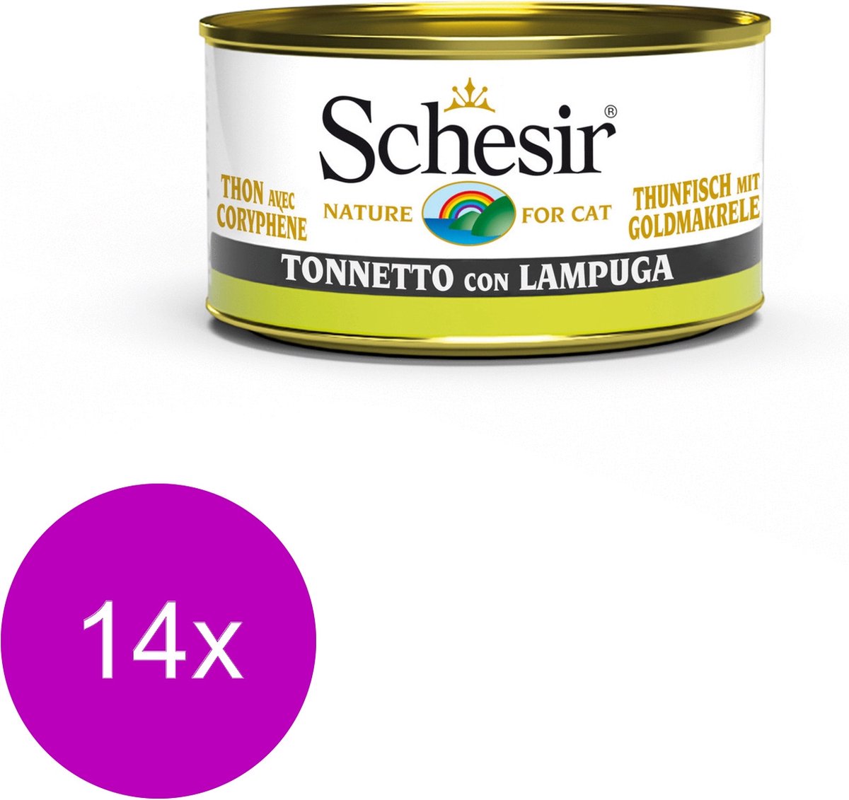 Schesir Kat Blik Ocean Tonijn/Makreel – Kattenvoer – 14 x 85 g