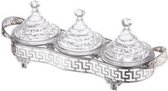 Tajine set glas 3 delig zilverkleurig
