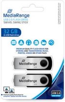MediaRange | USB Stick | 32 GB | USB 2.0 | Twister | Zwart | 2 Stuks