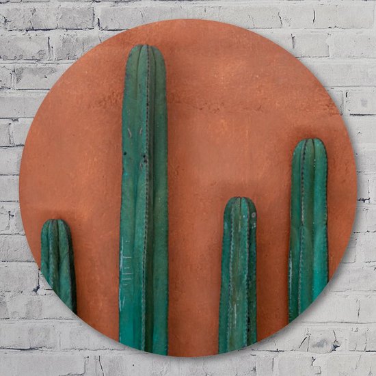 Muurcirkel ⌀ 60 cm - Cactus - Aluminium Dibond - Landschappen - Rond Schilderij - Wandcirkel - Wanddecoratie