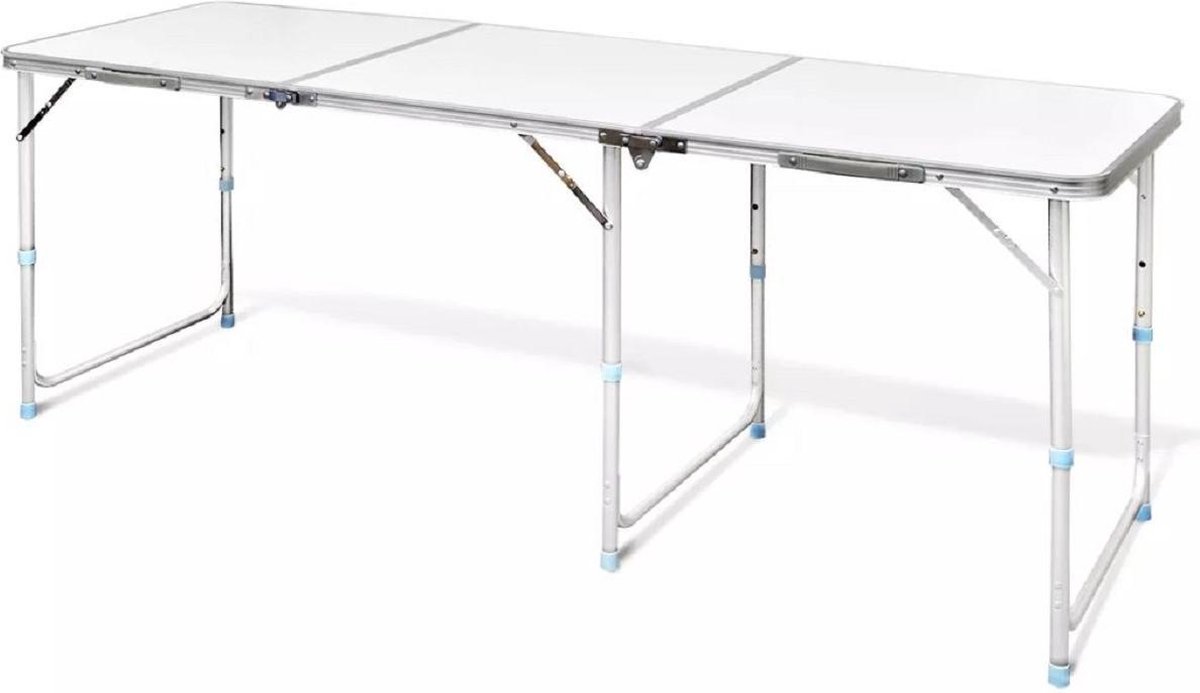 Camping tafel 180x60cm aluminium, kleur wit, kamperen