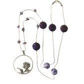 Ketting-paars-steen-metaal-bloem-3 cm-Charme Bijoux