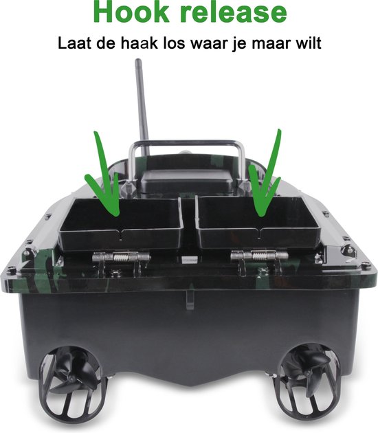 BUDDIE'S® Voerboot - 3KG Laadvermogen - 2 Voerbakken - Verlichting - 500 meter bereik - Opbergtas - Voerboot Karper - Baitboat - Karpervissen van Merkloos — afbeelding 4