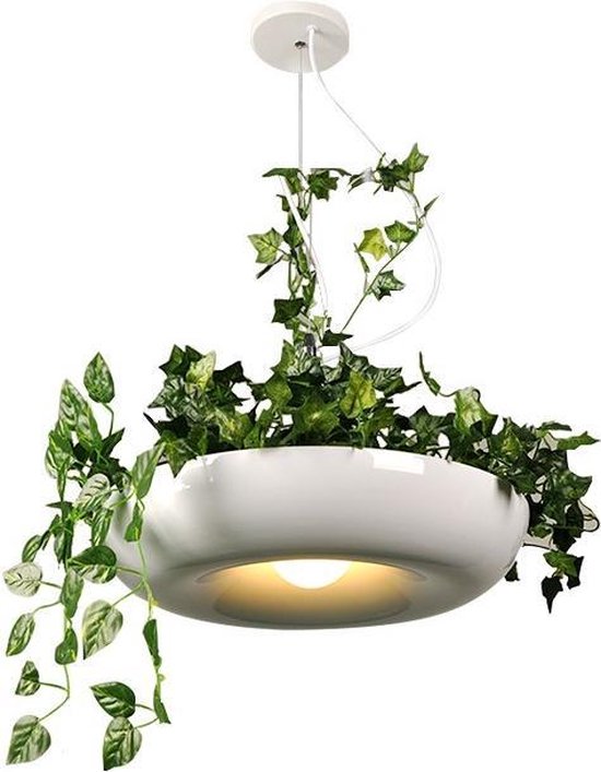 Minder Geldschieter doorgaan Hanglamp plantenschaal - hanglamp met planten wit rond - botanische lamp -  babylon... | bol.com
