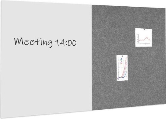 IVOL Whiteboard  prikbord pakket 100x200 cm - 1 whiteboard + 1 akoestisch paneel - Grijs