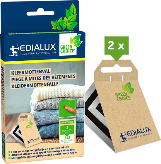 Foto: Edialux kleermottenval anti mottenval kledingmottenval feromoonval voor textiel gifvrij geurloos milieuvriendelijk voor kledingkasten en lades beschermt 10m 2 stuks 2 maanden werkingsduur