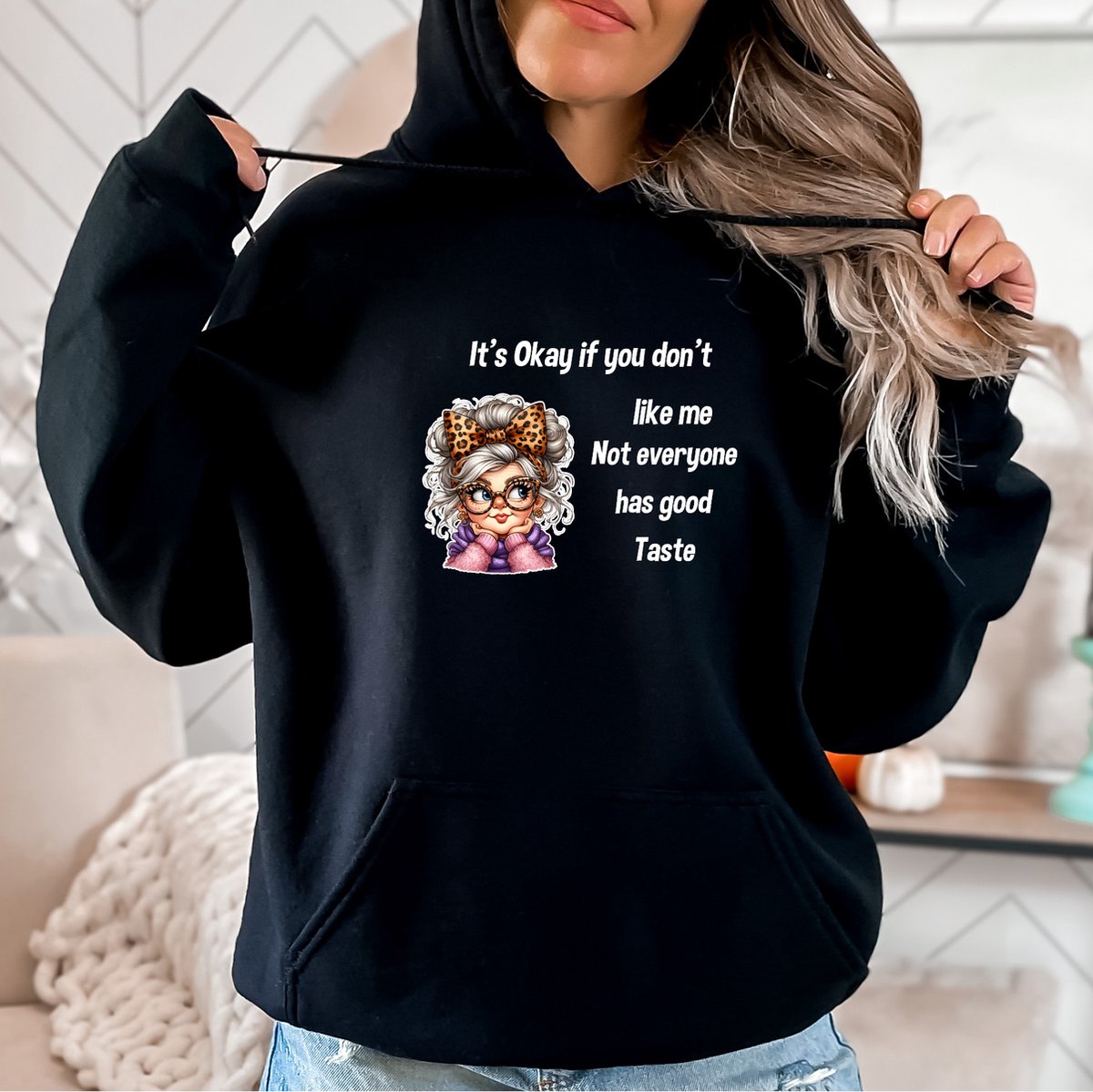 Dames Hoodie- It's okay if you don't like me... Maat S- Zwarte hoodie.